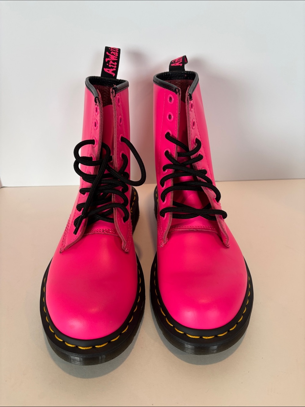 Dr Martens Hot Pink Boots Lace-Up Size 7 - Picture 1 of 10